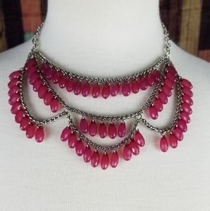 Fuchsia Beaded Statement Necklace